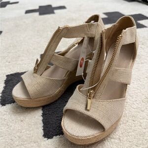 a new day Beige Espadrille Wedges with Zipper
